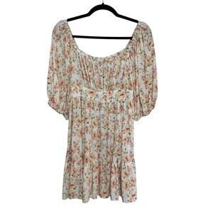 Short Fit and Flare Romantic Floral Cottagecore Mini Dress - Size L